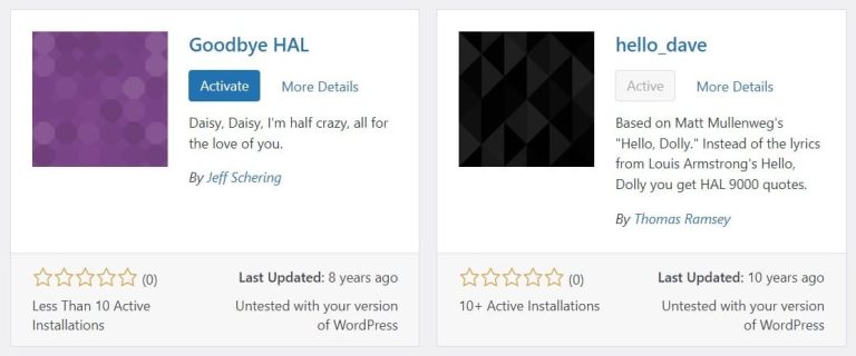 Hello Dolly 플러그인 삭제해도 될까