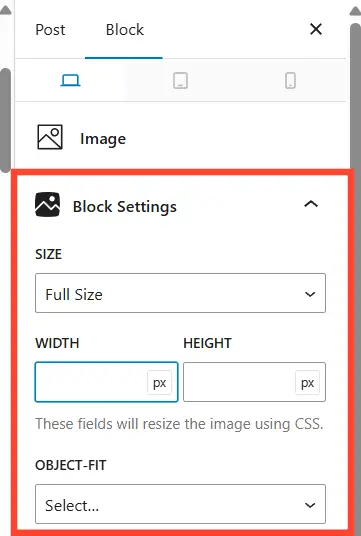 워드프레스 블록 에디터 본문에서 이미지 크기 변경하는 방법